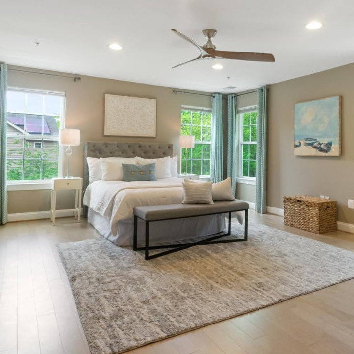 staged master bedroom